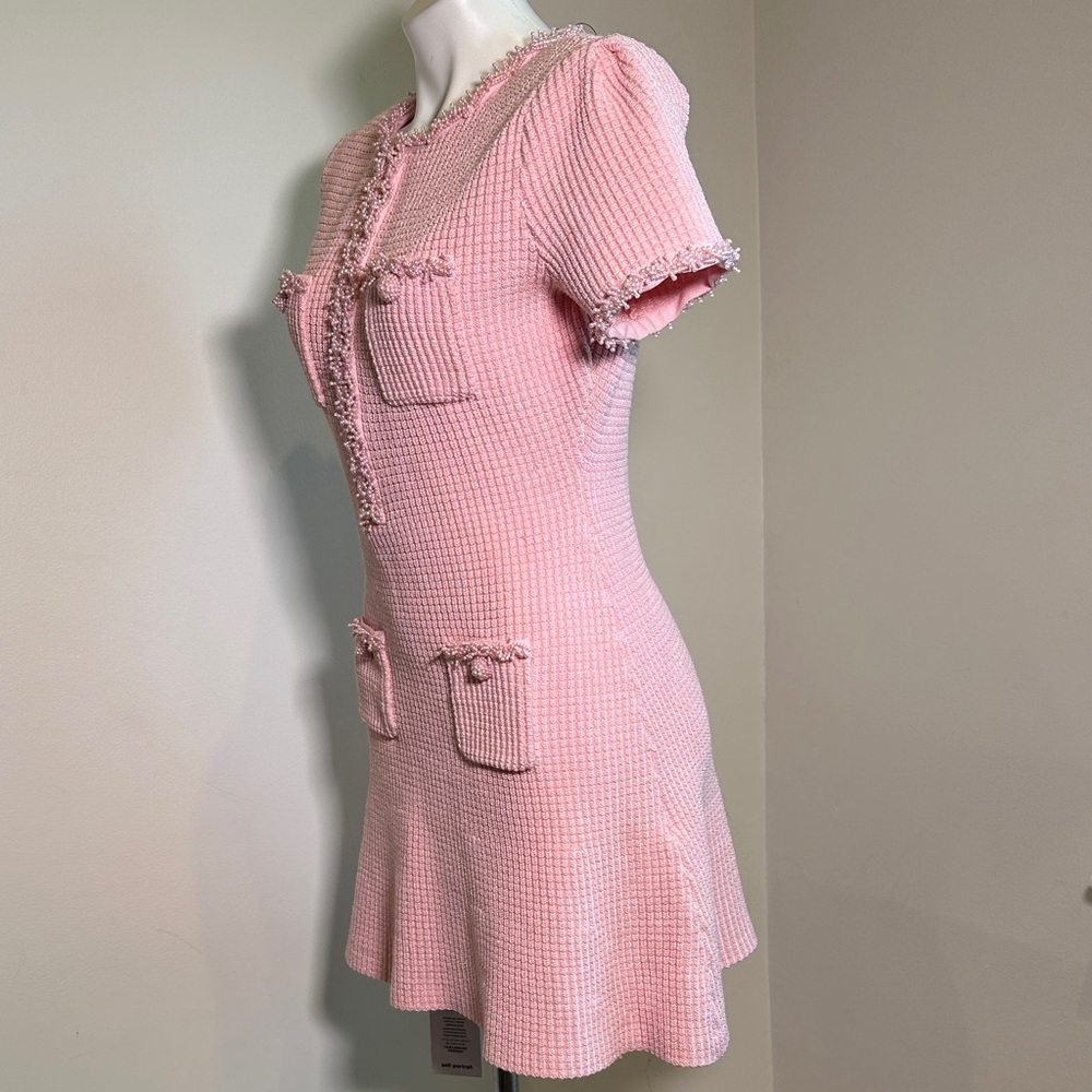 Self-Portrait Pink Textured Dress - Picture 4 of 15